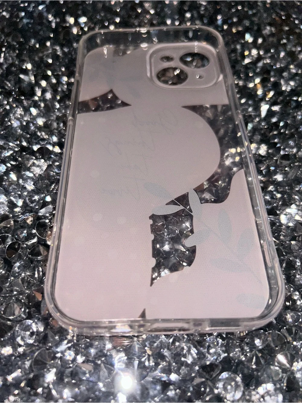 iPhone 15 Stylish Pink Floral Clear Phone Case with Script Accent